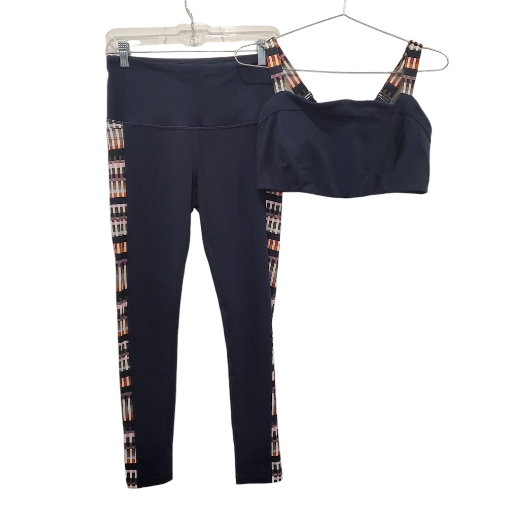Prana Laye Leggings and Bra Set Navy Blue Trail and Ski Medium Large